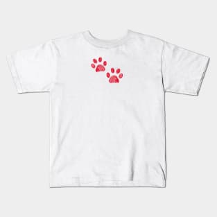 Happy Mother's Day greeting card with hand drawn red colored paw prints Kids T-Shirt